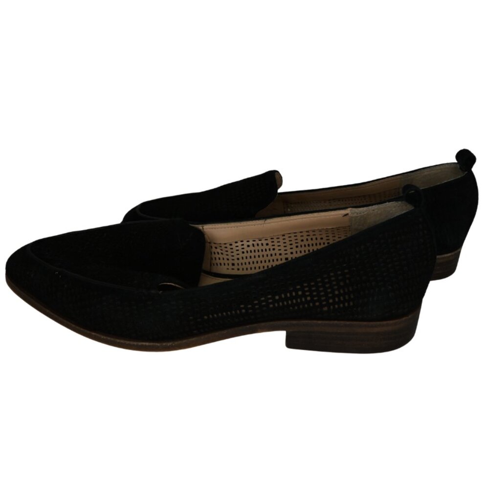 Vince Camuto Perforated Black Suede Loafers, Size 8